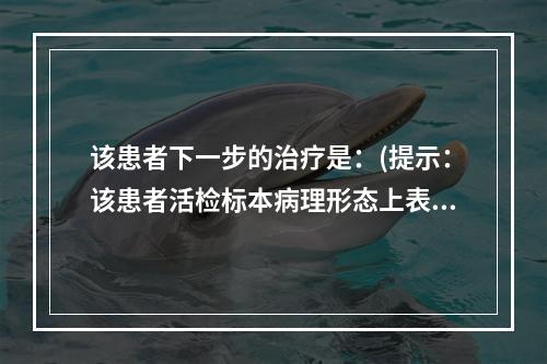 该患者下一步的治疗是：(提示：该患者活检标本病理形态上表现为