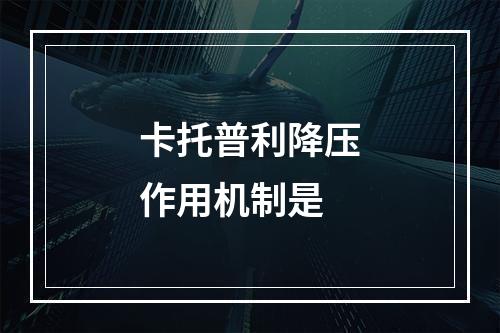 卡托普利降压作用机制是