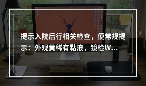 提示入院后行相关检查，便常规提示：外观黄稀有黏液，镜检WBC