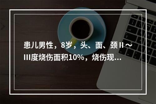 患儿男性，8岁，头、面、颈Ⅱ～Ⅲ度烧伤面积10%，烧伤现场及