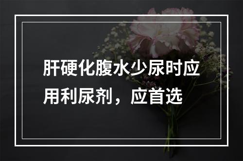 肝硬化腹水少尿时应用利尿剂，应首选