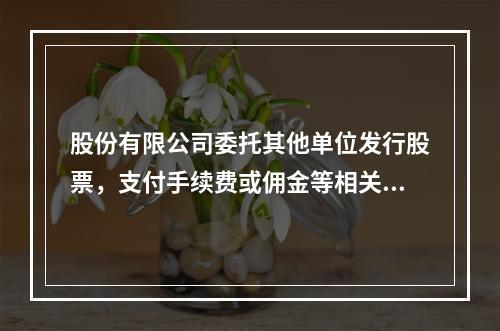 股份有限公司委托其他单位发行股票，支付手续费或佣金等相关费用