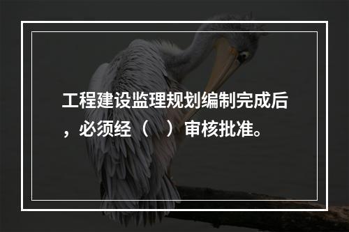 工程建设监理规划编制完成后，必须经（　）审核批准。