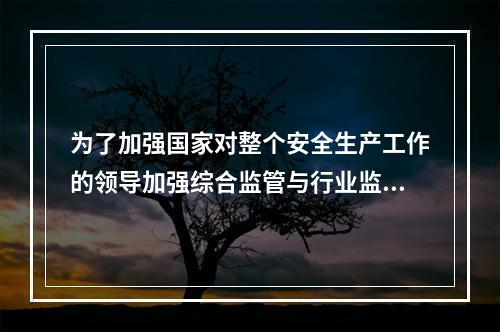 为了加强国家对整个安全生产工作的领导加强综合监管与行业监管之