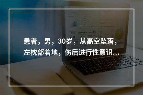 患者，男，30岁，从高空坠落，左枕部着地，伤后进行性意识障碍