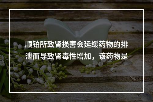 顺铂所致肾损害会延缓药物的排泄而导致肾毒性增加，该药物是