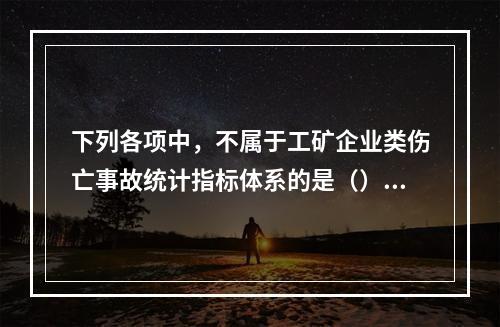 下列各项中，不属于工矿企业类伤亡事故统计指标体系的是（）。