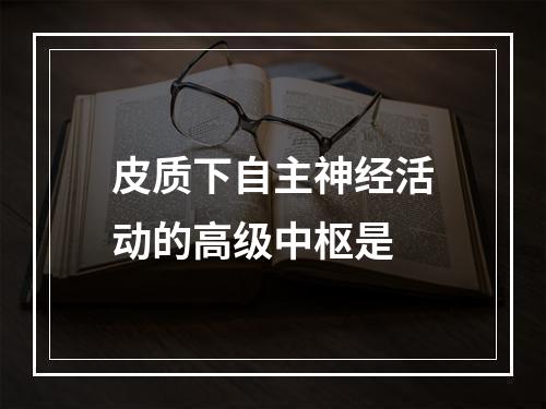 皮质下自主神经活动的高级中枢是