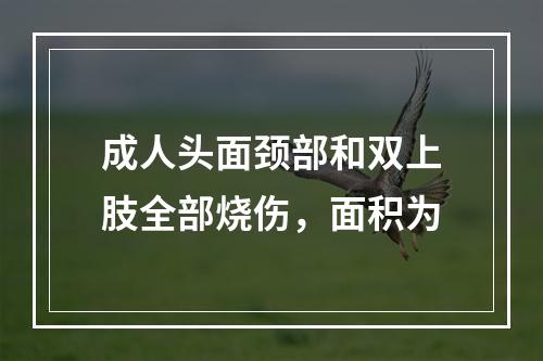 成人头面颈部和双上肢全部烧伤，面积为