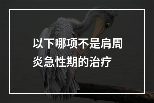 以下哪项不是肩周炎急性期的治疗