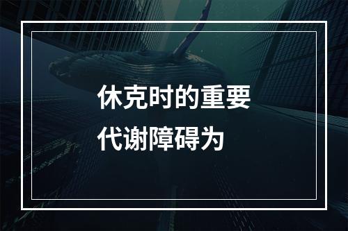 休克时的重要代谢障碍为