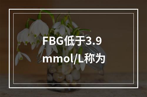 FBG低于3.9mmol/L称为