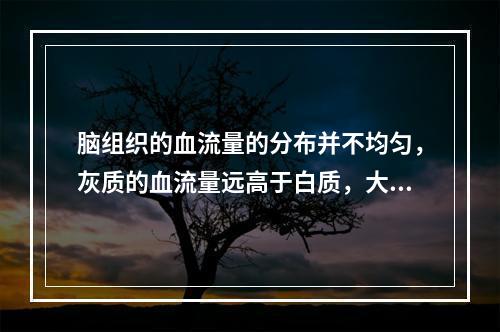 脑组织的血流量的分布并不均匀，灰质的血流量远高于白质，大脑皮