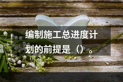 编制施工总进度计划的前提是（）。