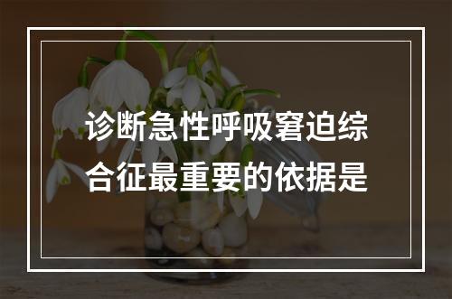 诊断急性呼吸窘迫综合征最重要的依据是