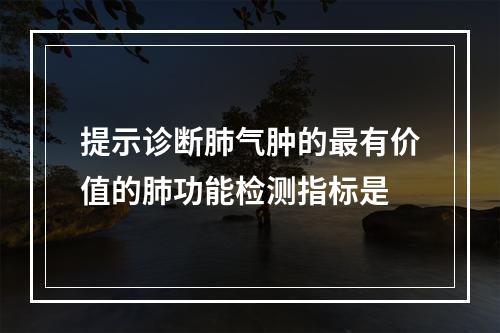 提示诊断肺气肿的最有价值的肺功能检测指标是