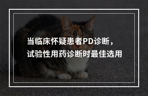 当临床怀疑患者PD诊断，试验性用药诊断时最佳选用