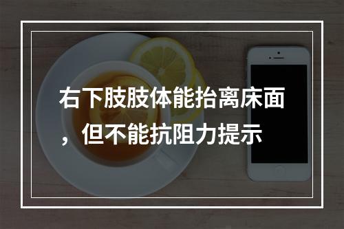 右下肢肢体能抬离床面，但不能抗阻力提示