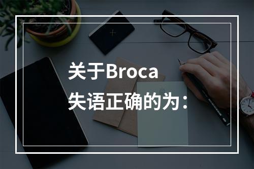 关于Broca失语正确的为：