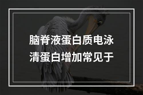 脑脊液蛋白质电泳清蛋白增加常见于