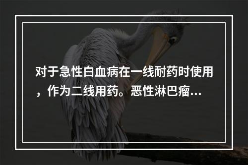 对于急性白血病在一线耐药时使用，作为二线用药。恶性淋巴瘤在H