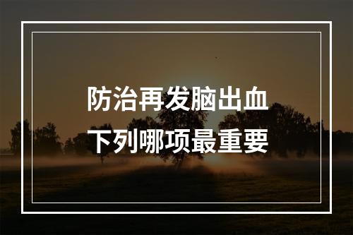 防治再发脑出血下列哪项最重要