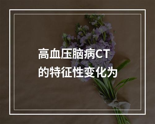 高血压脑病CT的特征性变化为