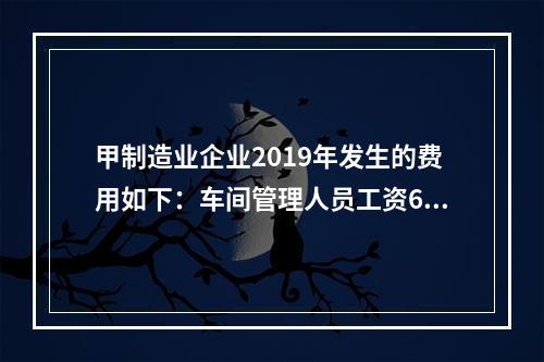 甲制造业企业2019年发生的费用如下：车间管理人员工资60万