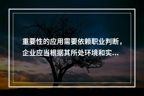 重要性的应用需要依赖职业判断，企业应当根据其所处环境和实际情