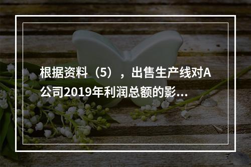 根据资料（5），出售生产线对A公司2019年利润总额的影响金