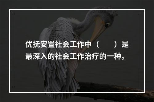 优抚安置社会工作中（　　）是最深入的社会工作治疗的一种。