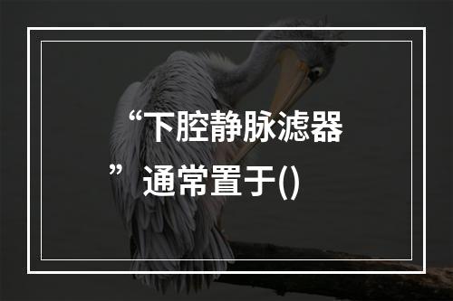 “下腔静脉滤器”通常置于()