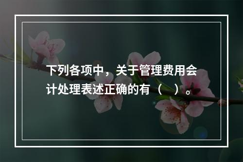 下列各项中，关于管理费用会计处理表述正确的有（　）。