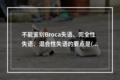 不能鉴别Broca失语、完全性失语、混合性失语的要点是()