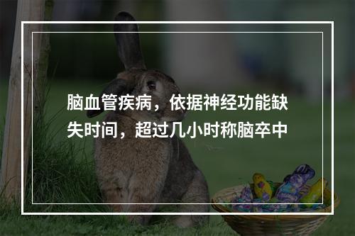 脑血管疾病，依据神经功能缺失时间，超过几小时称脑卒中