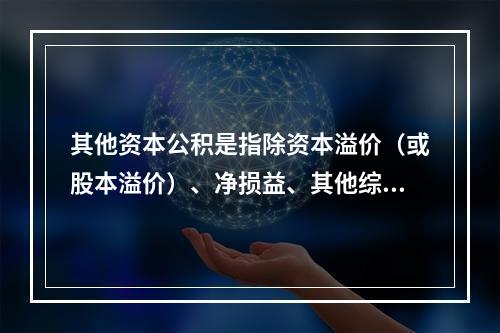 其他资本公积是指除资本溢价（或股本溢价）、净损益、其他综合收