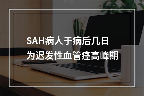 SAH病人于病后几日为迟发性血管痉高峰期