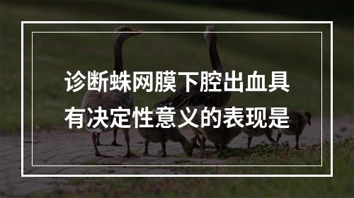 诊断蛛网膜下腔出血具有决定性意义的表现是