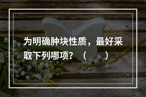 为明确肿块性质，最好采取下列哪项？（　　）