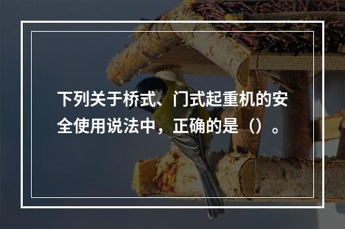 下列关于桥式、门式起重机的安全使用说法中，正确的是（）。