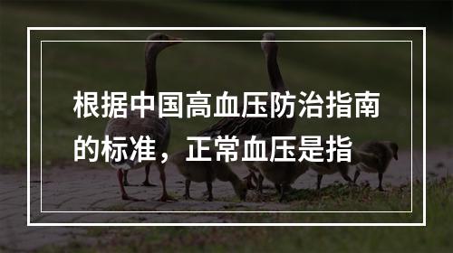 根据中国高血压防治指南的标准，正常血压是指