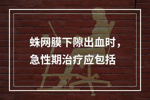 蛛网膜下隙出血时，急性期治疗应包括