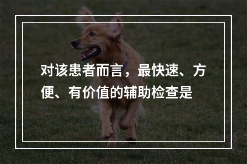 对该患者而言，最快速、方便、有价值的辅助检查是