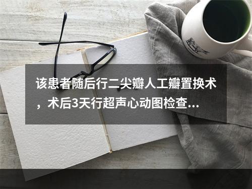 该患者随后行二尖瓣人工瓣置换术，术后3天行超声心动图检查，检