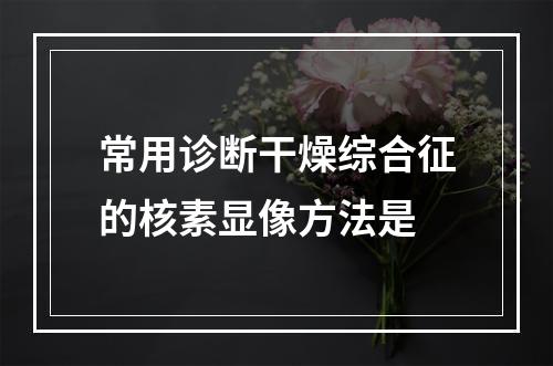 常用诊断干燥综合征的核素显像方法是