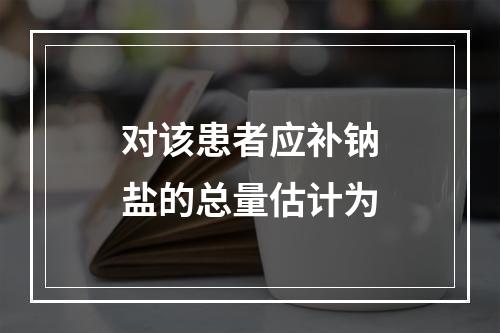 对该患者应补钠盐的总量估计为