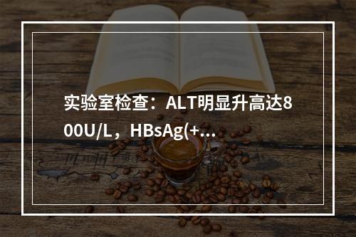 实验室检查：ALT明显升高达800U/L，HBsAg(+)，