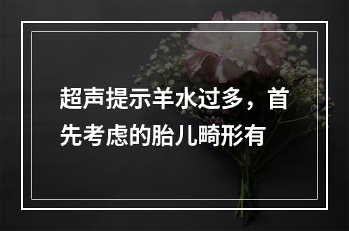 超声提示羊水过多，首先考虑的胎儿畸形有