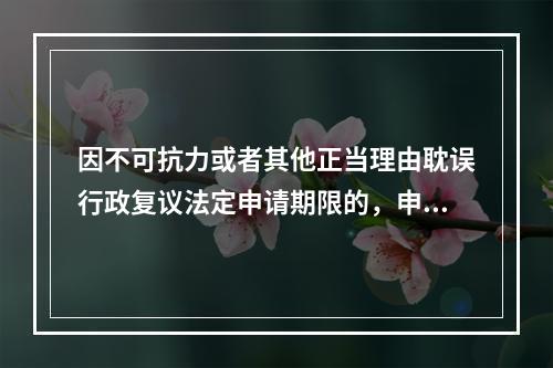 因不可抗力或者其他正当理由耽误行政复议法定申请期限的，申请期