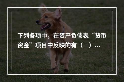 下列各项中，在资产负债表“货币资金”项目中反映的有（　）。